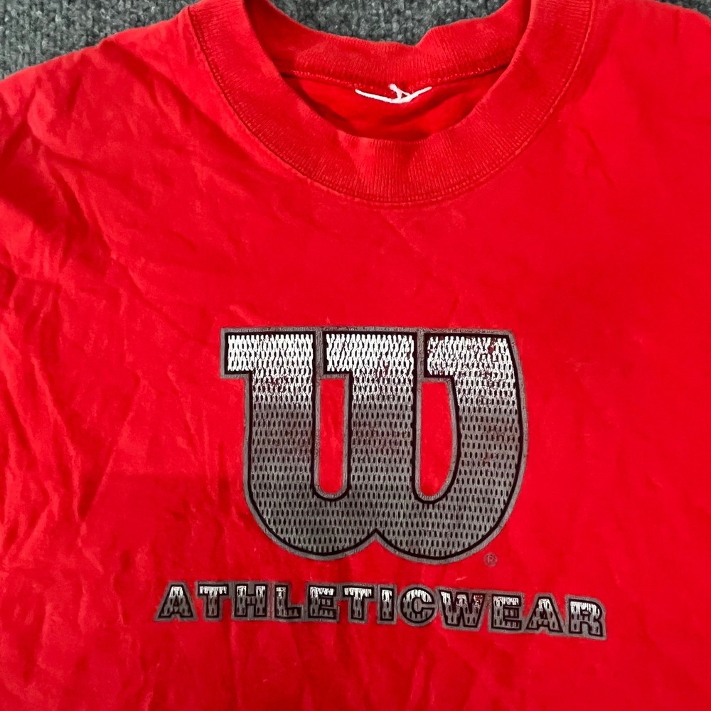 Wilson Muscle Tee Mens XL Red Graphic Athletic Sleeveless Gym Shirt Cotton Logo